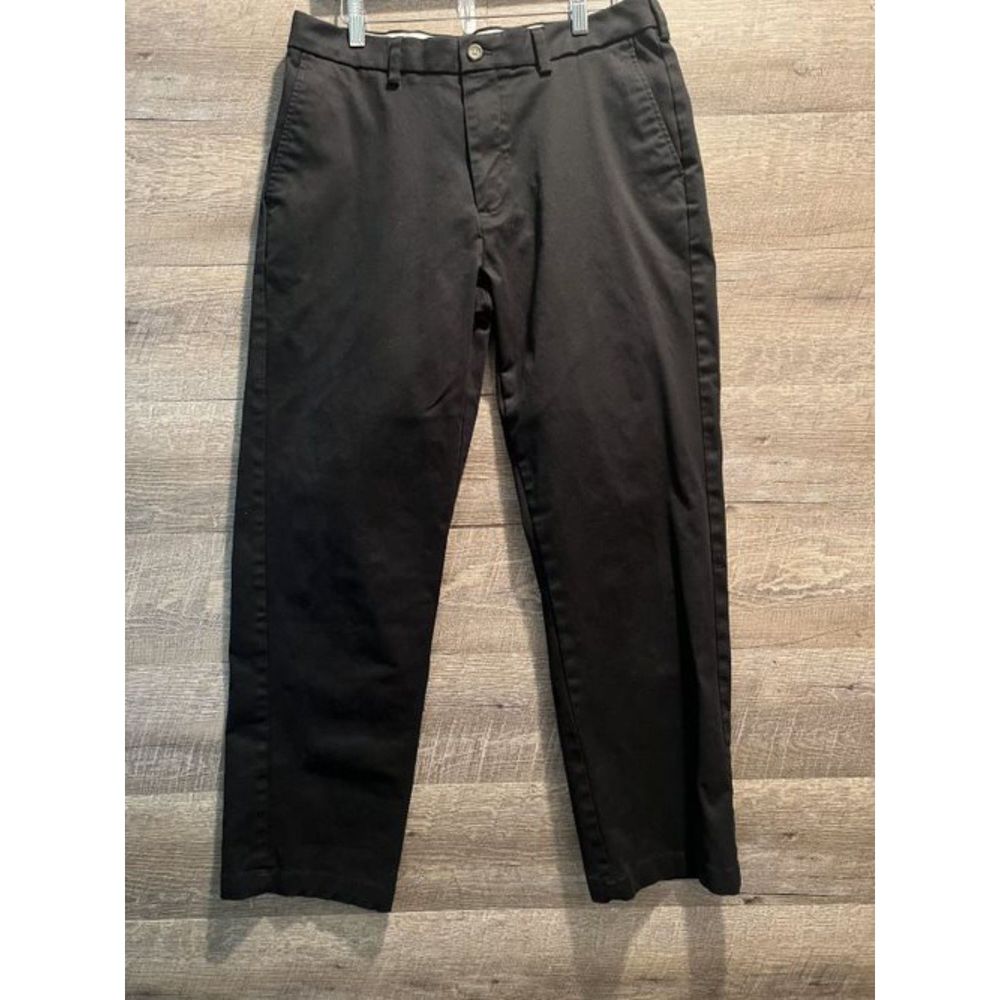 George Mens Black Soot Flat Front Half Elastic Waist Pants Size 32